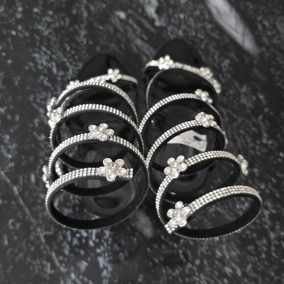 BRAND NEW WILD DIVA ELEGANT RHINESTONE STRAPPY BLOCK-HEEL SANDAL - Picture 5 of 16